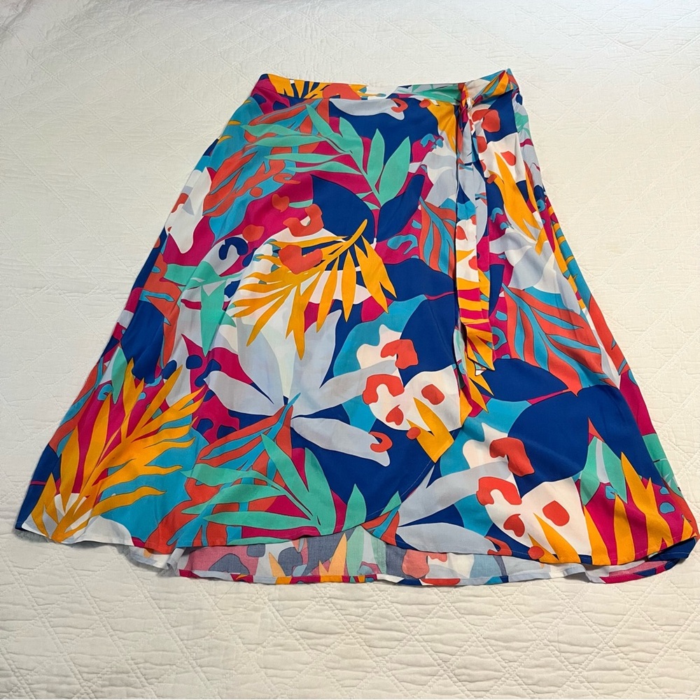 NWT J. Crew Vibrant A-Line Skirt with Tropical Print
